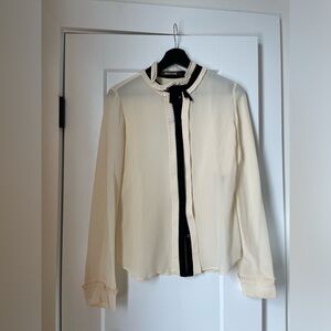 Roberto Cavalli cream ruffle top